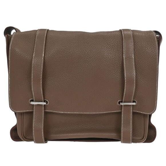 Hermes Etoupe Taurillon Clemence Steve Caporal 35 Shoulder Bag 15C □Q 196171 - Picture 1 of 10